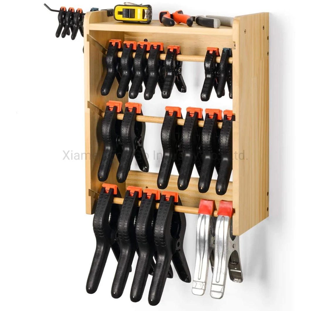 Clamp Rack, Garage Organizer Wooden Bamboo Clamps Storage Holder, Wall Mounted Garage Tool Organizer