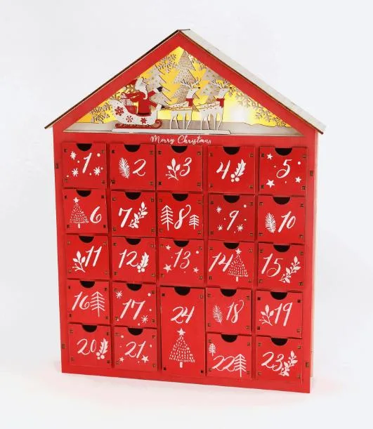 Indoor Christmas Decorations Santa Claus and Snowman Wooden Advent Calendar