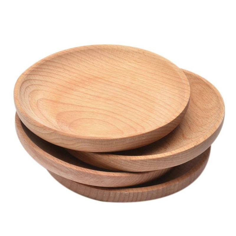 Eco-Friendly Antique Round Wooden/Wood Serving Tray/Plate for Sushi/Cakes/Food/Fruit/Salad