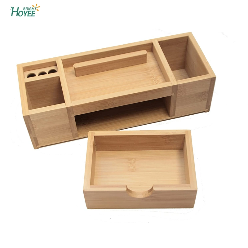 Bamboo Wood Desk Organizer with File Organizer for Office Supplies Storage