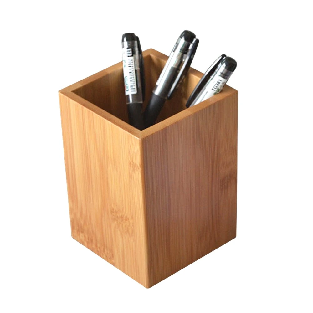 Bamboo Wood Desk Pen Pencil Holder Stand Multi Purpose Use Pencil Cup Pot Desk Organizer