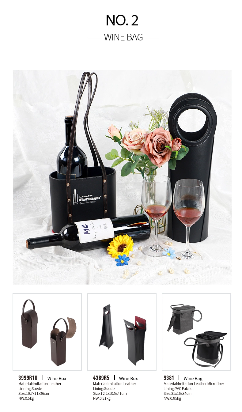 2023 Hot Sale Customized PU Leather Wrap Wood Wine Box for 1 Bottle