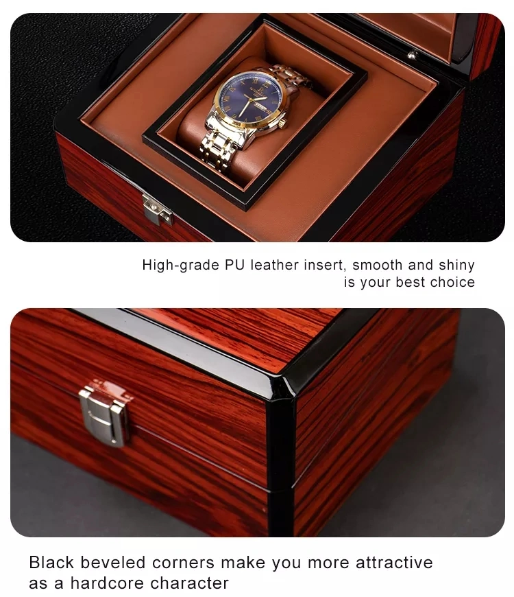 Luxury Custom Logo Popular Wooden Watch Mens Packaging Case PU Leather Storage Gift Watch Box in Stock Manufacturer