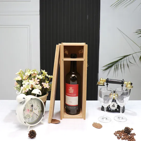 Confezione con coperchio trasparente, design del vino, vino vintage retrò, scatole di legno personalizzate