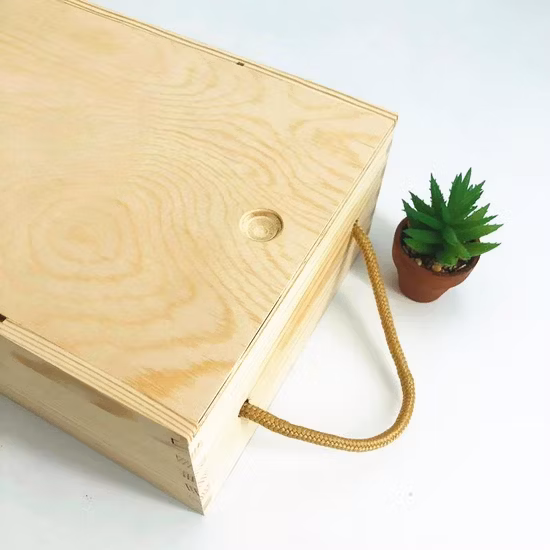 Scatola porta vino in legno artigianale con coperchio scorrevole